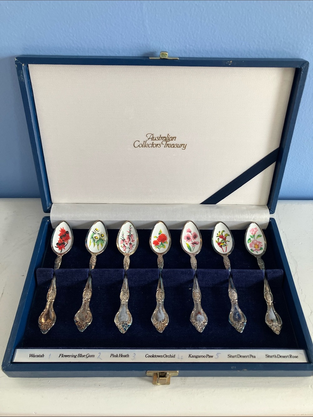 Vintage Australian Collectors Treasury Wildflower Tea Spoon Set - Silver Plated
